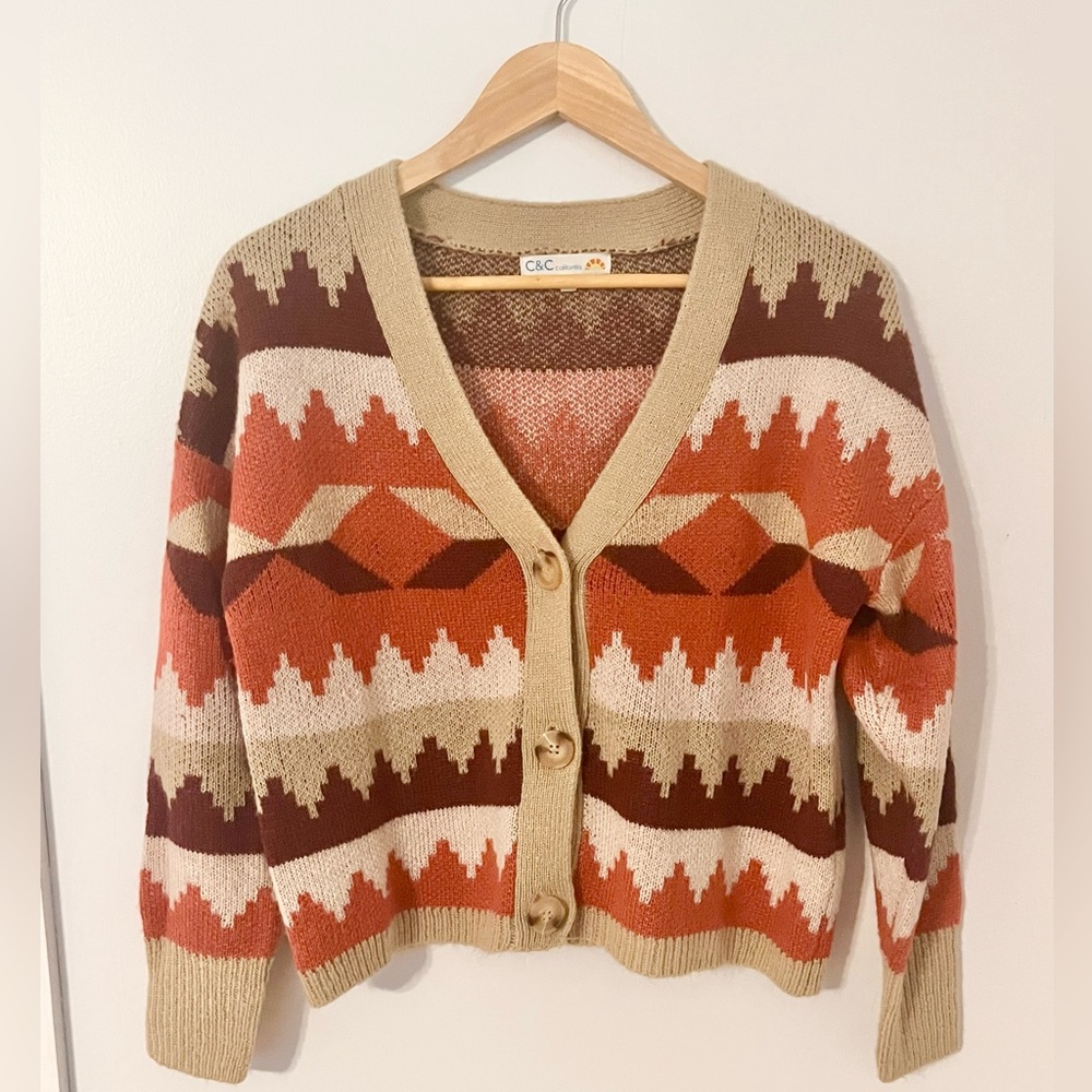 C&C California Cardigan Sweater Aztec size Small
